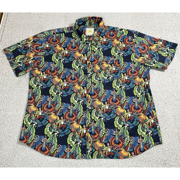 RSVLTS Shirt Mens 3XL Tom Ace Ventura Short Sleeve Movie Hawaiian Roosevelts - Picture 1 of 11